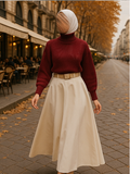 Lusso – Fall Elegance Set (Burgundy Top & White Skirt)
