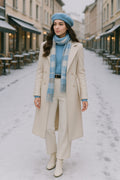 Winter Elegance Set – Cream & Baby Blue (Coat + Knit Top + Pants + Belt + Scarf + Beret)